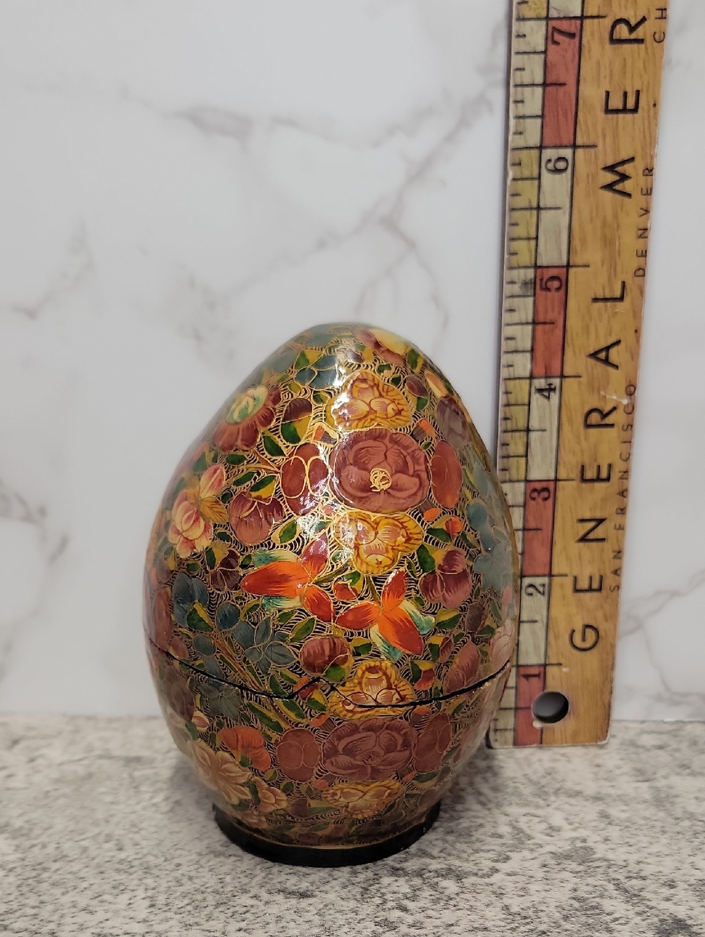 vintage large lacquer egg shaped box - Picture 5 of 10